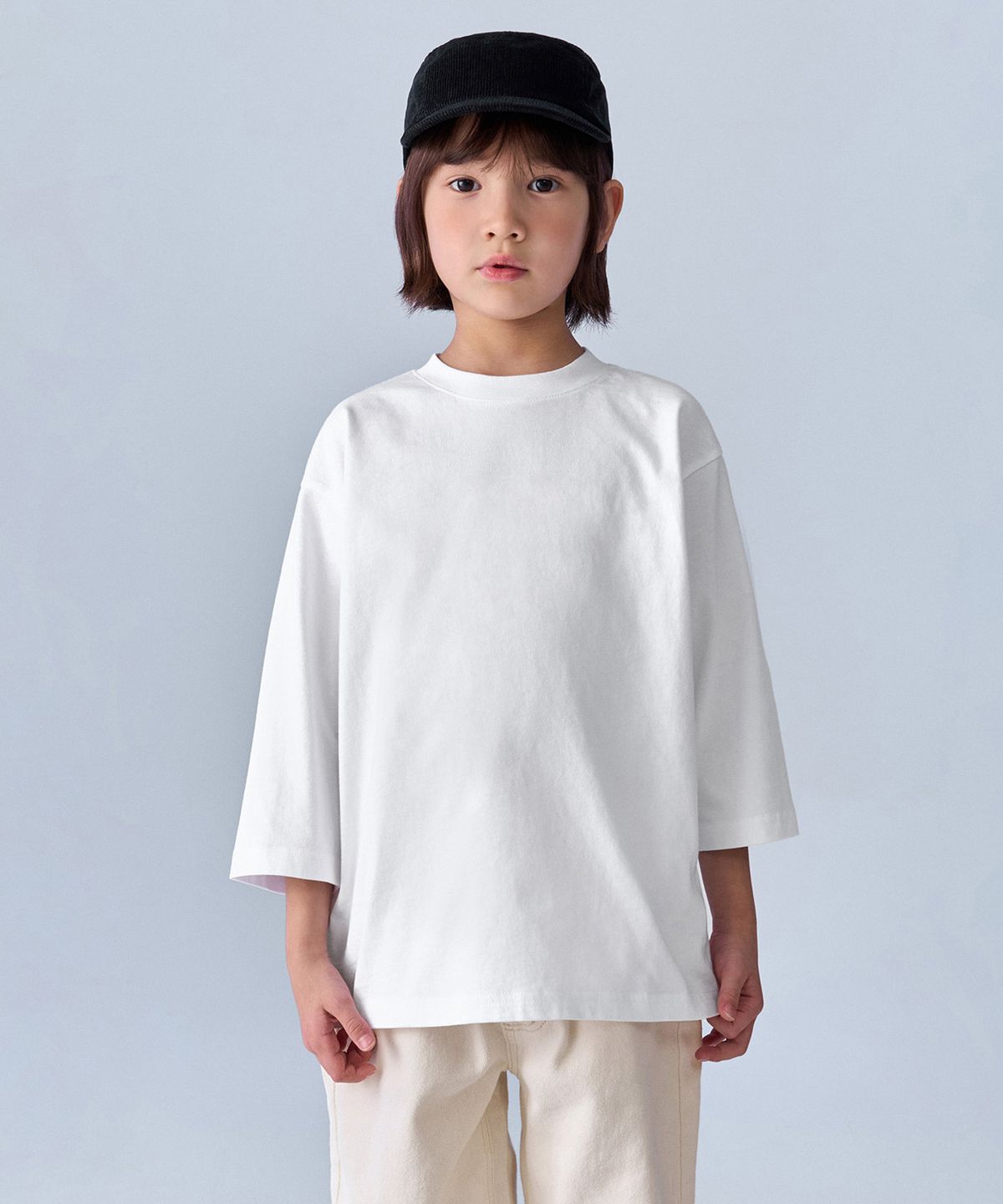 무신사 스탠다드 키즈(MUSINSA STANDARD KIDS) 릴렉스드 크루 넥 7부 티셔츠 [화이트]