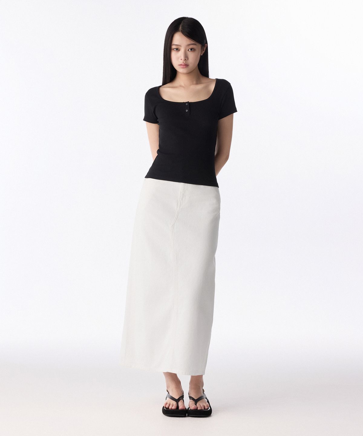 무신사 스탠다드 우먼(MUSINSA STANDARD WOMAN) 우먼즈 데님 맥시 스커트 [화이트]