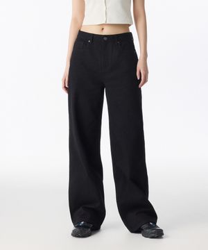 우먼즈 와이드 데님 팬츠 [블랙]