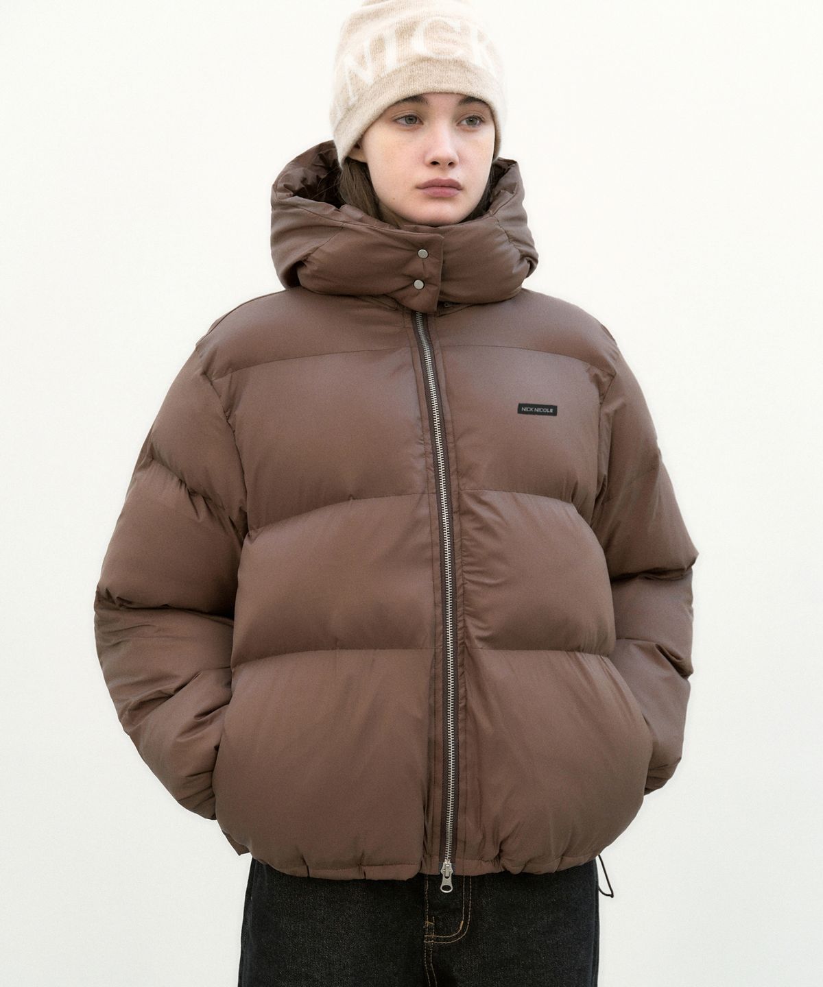 닉앤니콜(NICK&NICOLE) MINIMALISM HOODY PUFFER PADDING_BROWN