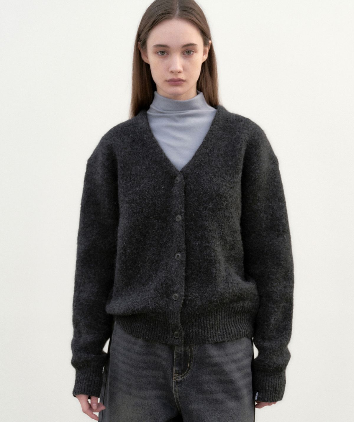 닉앤니콜(NICK&NICOLE) BOKASHI SWEATER CARDIGAN_CHARCOAL