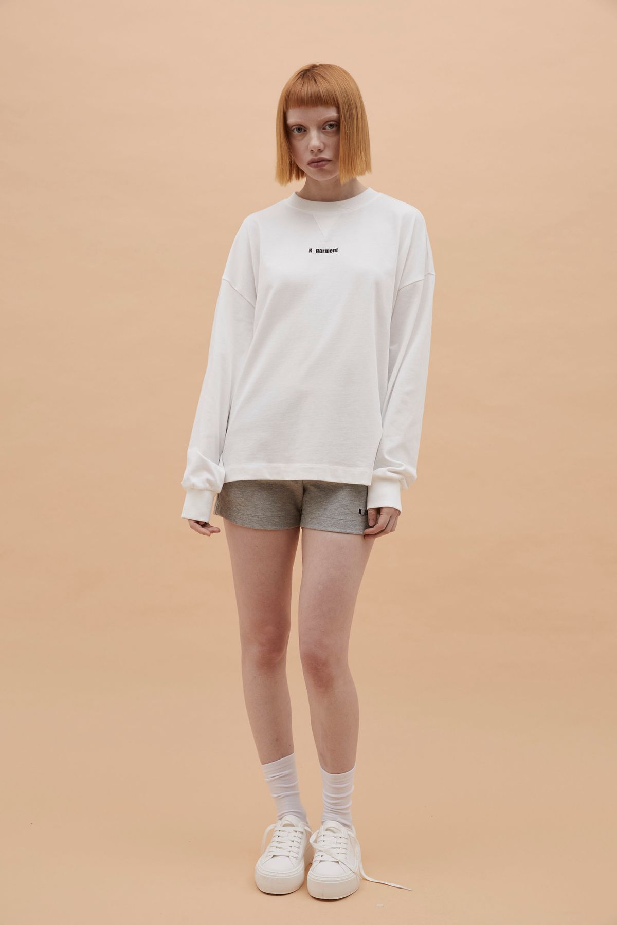 카먼트(K-GARMENT) U 드랍 숄더 루즈티 WHITE