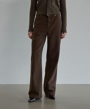 헤비 코튼 와이드레그 진 브라운