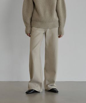 헤비 코튼 와이드레그 진 에크루