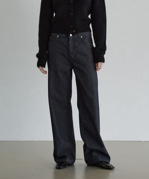 스트라이프 데님 진 인디고