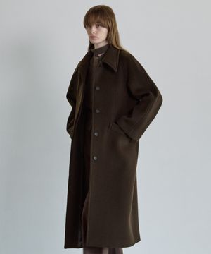 메리노울 발마칸 코트 브라운