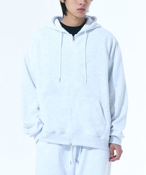 소프트 기모 후드집업 - 화이트멜란지