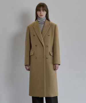 헤어리 울 더블 코트 카멜
