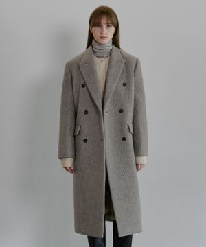 헤어리 울 더블 코트 웜그레이