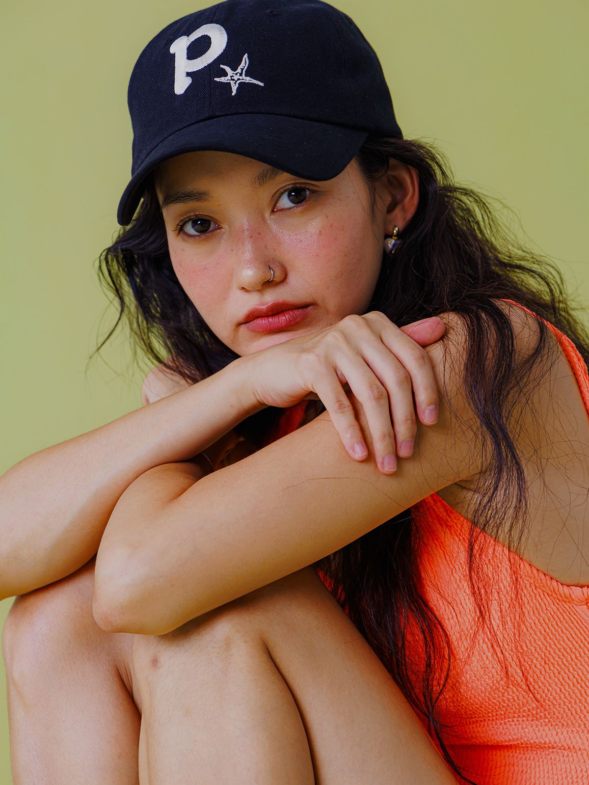 프쉬케(PSUCHE) WASHED LOGO BALL CAP_ BLACK