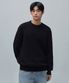 코튼 케이블 크루 넥 니트 [블랙]