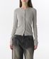 우먼즈 리브드 슬림 라운드 넥 가디건 [라이트 그레이]