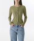 우먼즈 리브드 슬림 라운드 넥 가디건 [라이트 모스]