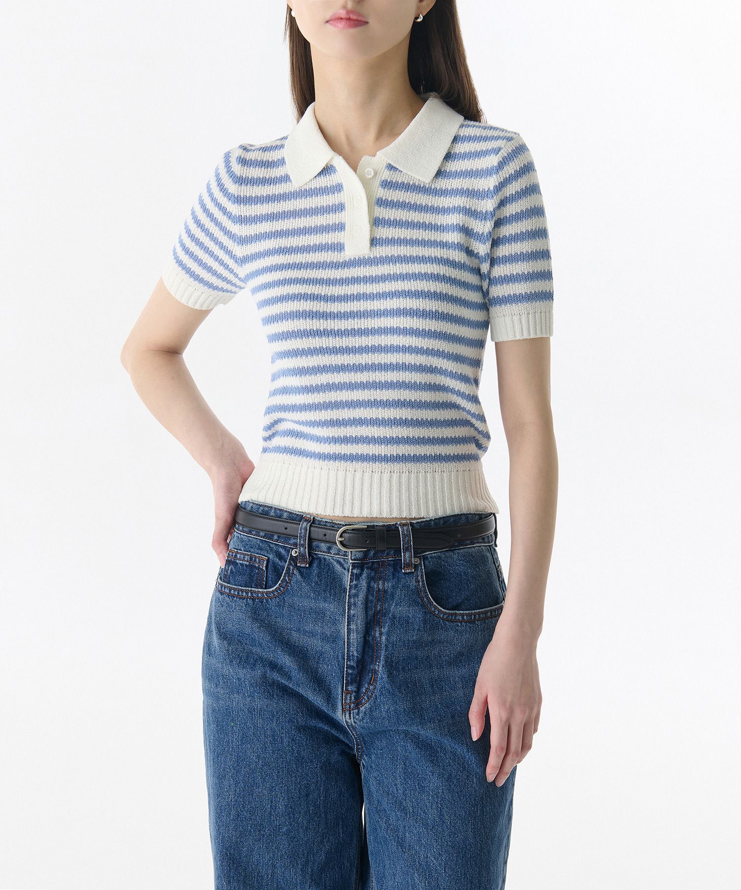 MUSINSA MUSINSA STANDARD WOMAN Women's Striped Knitted Polo