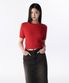 우먼즈 팬시 얀 크루 넥 반팔 니트 [레드]
