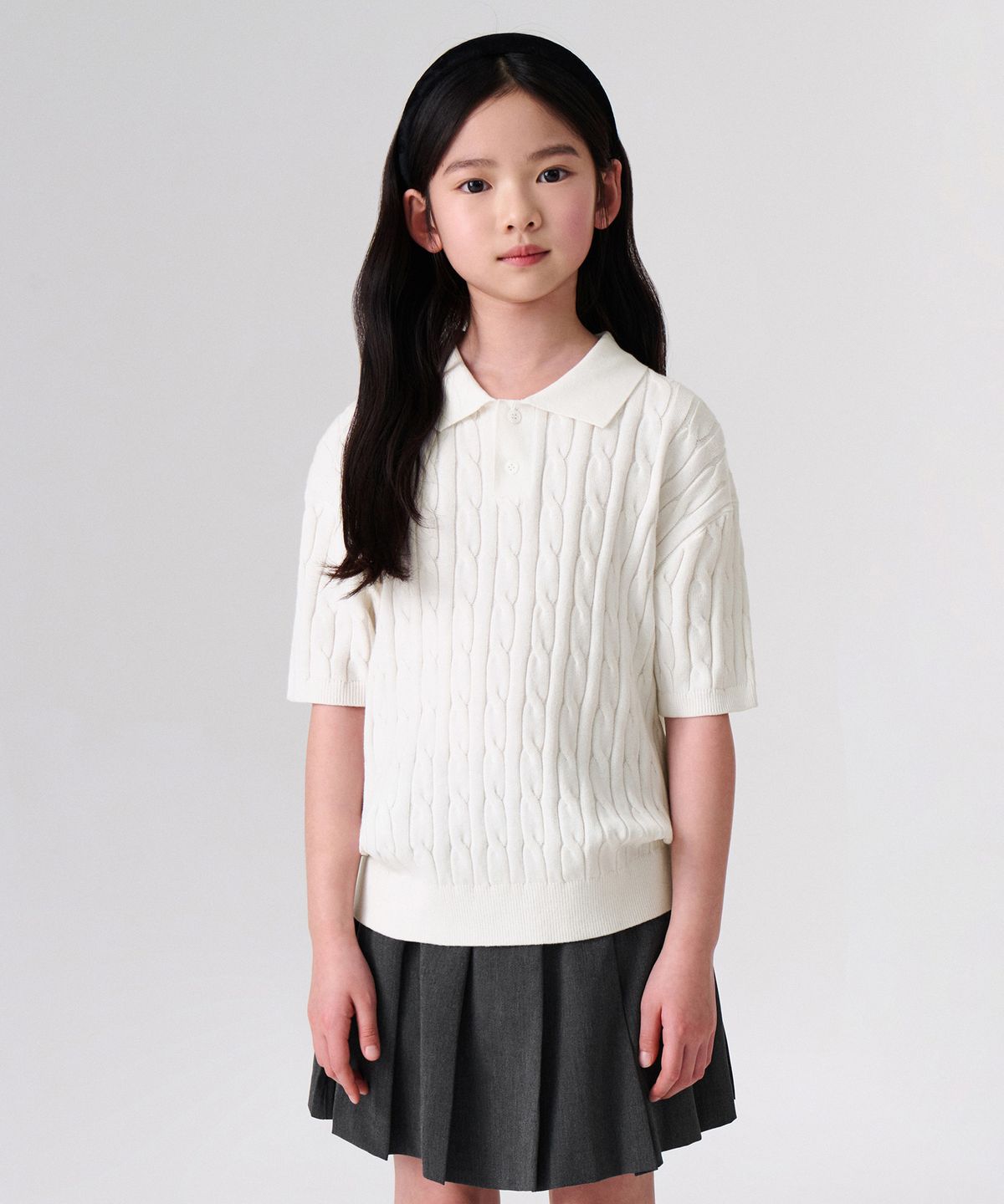 무신사 스탠다드 키즈(MUSINSA STANDARD KIDS) 케이블 니티드 폴로 셔츠 [아이보리]