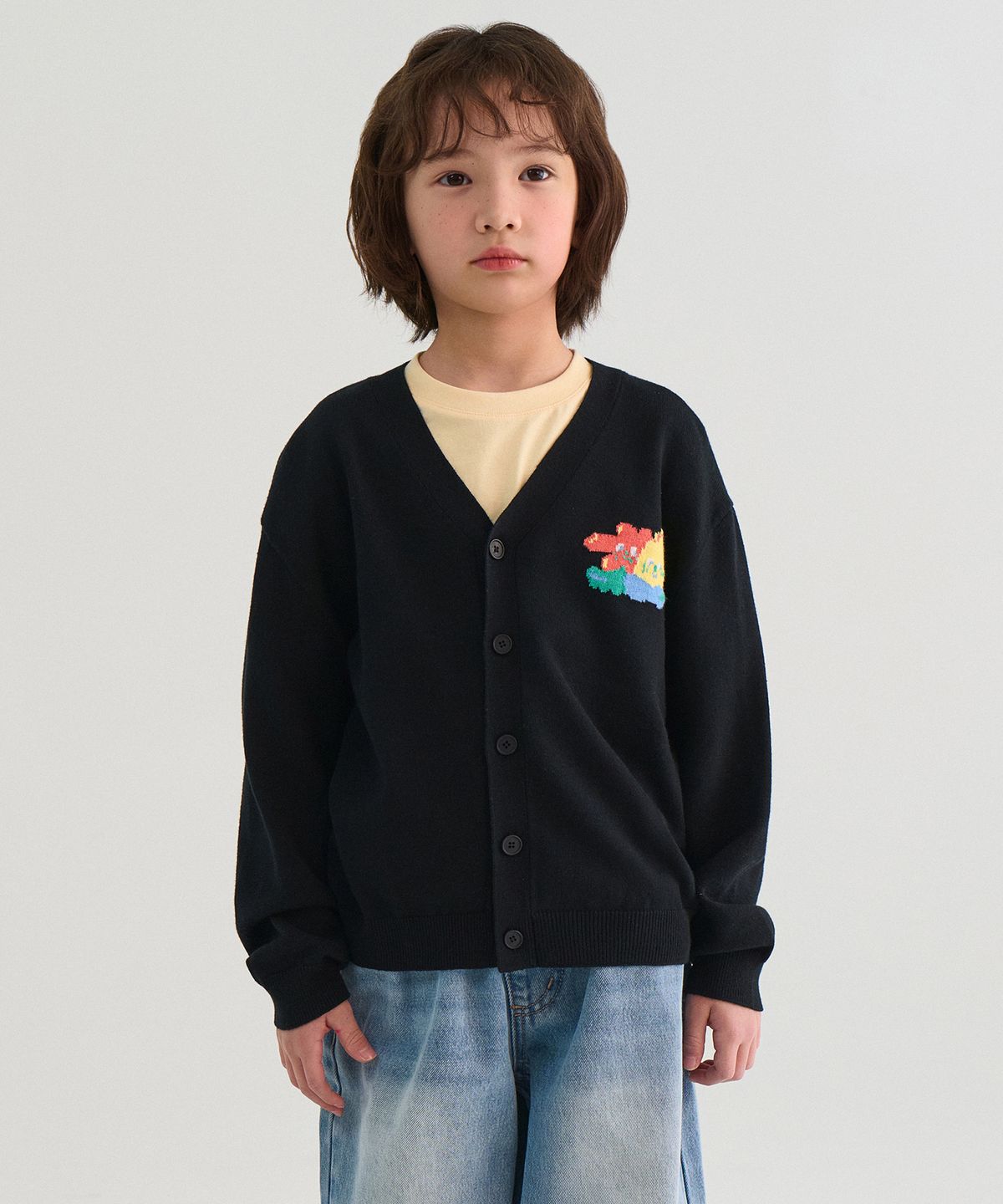 무신사 스탠다드 키즈(MUSINSA STANDARD KIDS) 블루밍 가디건 [블랙]