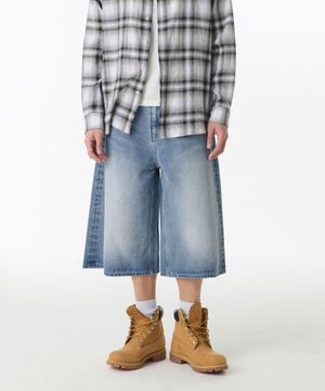 빅 브러쉬 롱 버뮤다 데님 팬츠 [라이트 인디고]