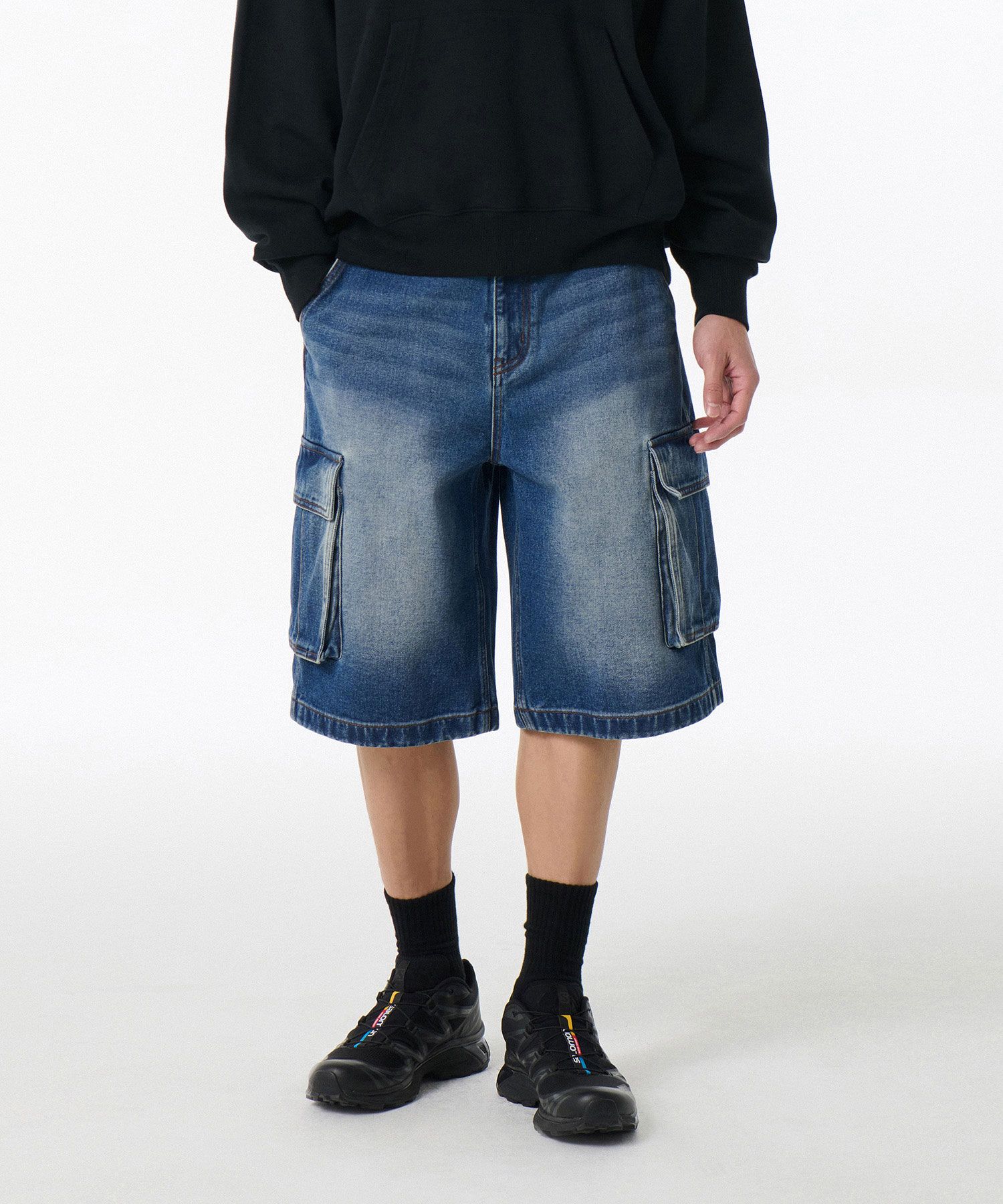 ★MUSINSA STANDARD★ Big Brush Cargo Bermuda Denim Pants Sky MUSINSA | MUSINSA STANDARD Big Brush Cargo Bermuda Denim