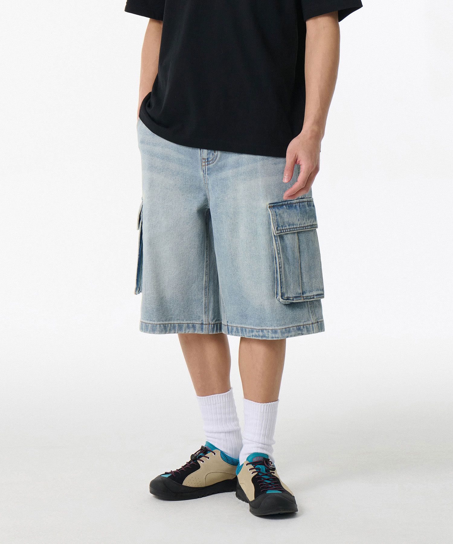 ★MUSINSA STANDARD★ Big Brush Cargo Bermuda Denim Pants Sky MUSINSA | MUSINSA STANDARD Big Brush Cargo Bermuda Denim