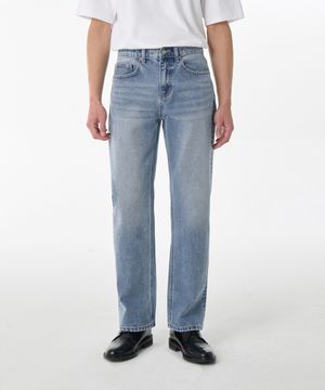 커먼 브러쉬 스트레이트 데님 팬츠 [라이트 인디고]