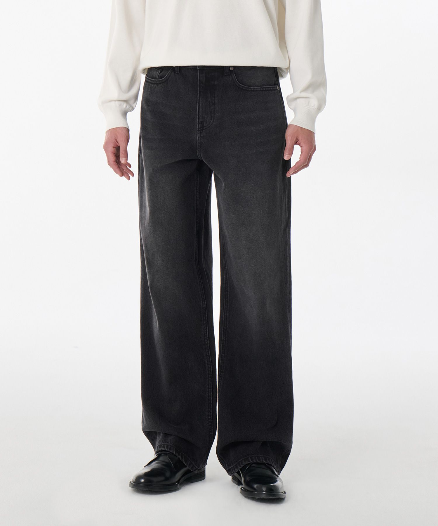 ★MUSINSA STANDARD★ Big wide denim pants black MMDNP520-BK MUSINSA | MUSINSA STANDARD Semi Wide Hidden Banding Slacks
