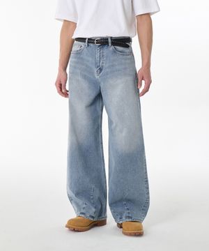 빅 브러쉬 벌룬 데님 팬츠 [라이트 인디고]