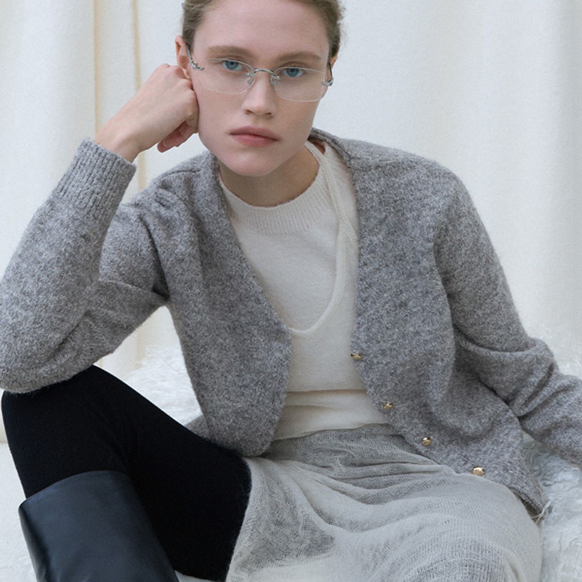 아틀리에 나인(ATELIER NAIN) COCO WOOL HAIRY SET-UP CARDIGAN(CD-2151)