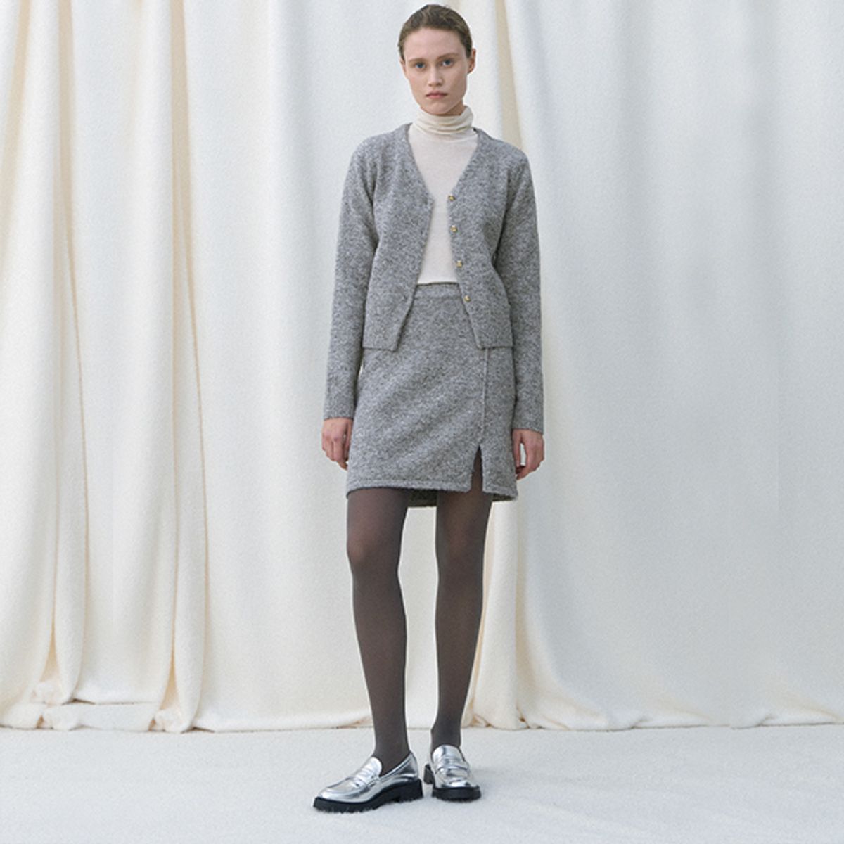 아틀리에 나인(ATELIER NAIN) COCO WOOL HAIRY SET-UP KNIT SKIRT(SK-4981)