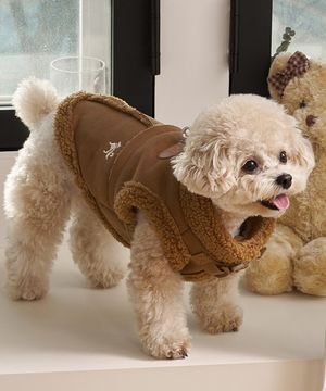 강아지 아우터 스웨이드 무스탕 브라운