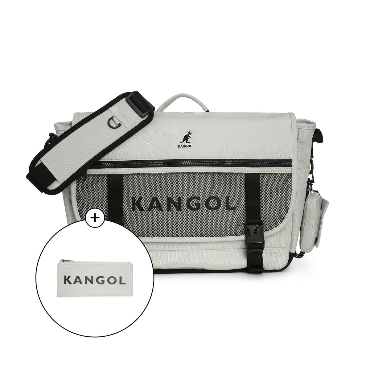 캉골(KANGOL) 아이콘 퀀텀 메신저백 2091 라이트그레이