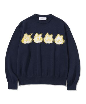 캣츠 밴드 라운드 니트 NAVY