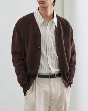 세이지 브이넥 가디건 [브라운]