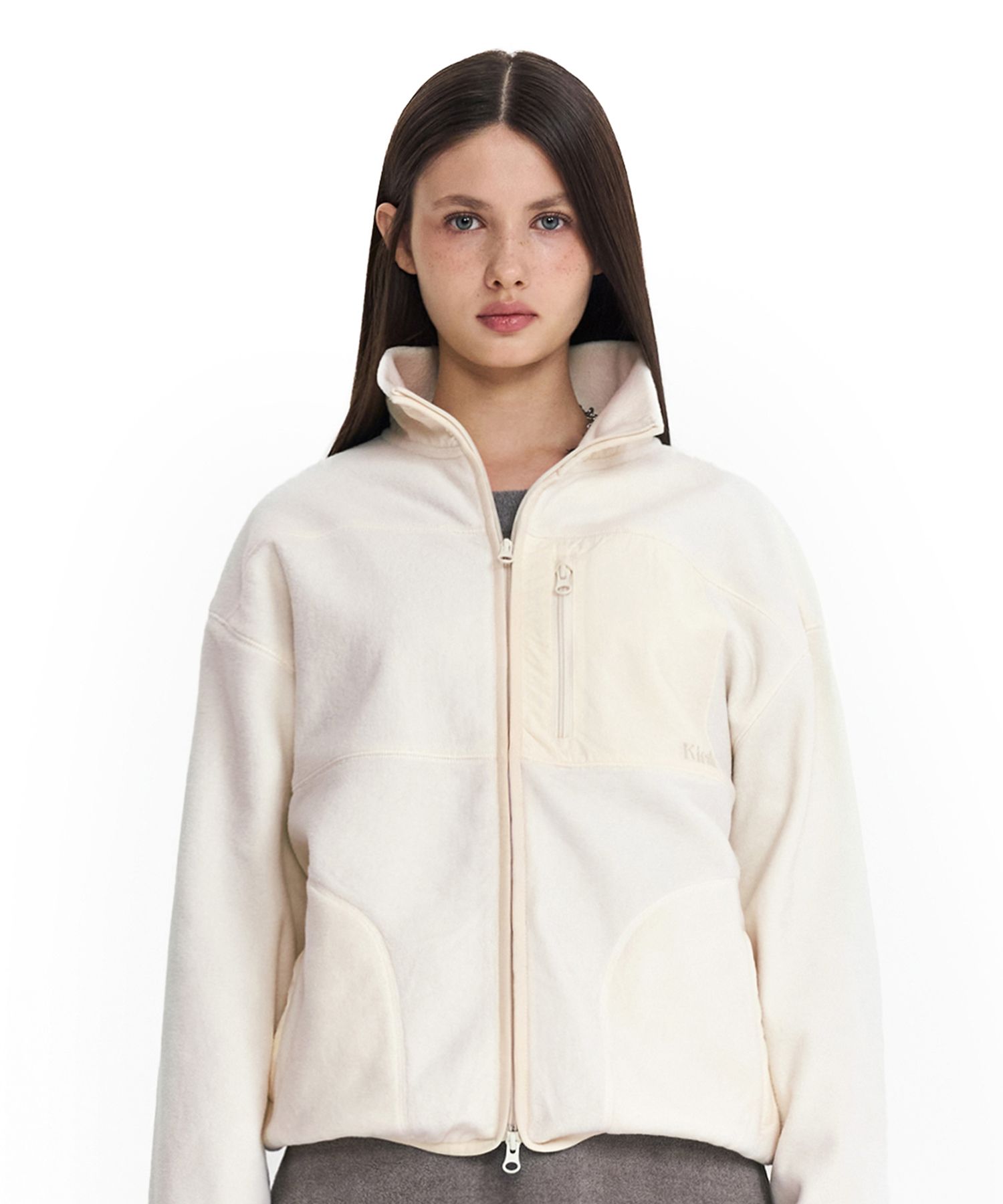 ★24-25FW新作★KIRSH★CLOVER CHERRY FLEECE ZIP-UP MUSINSA | KIRSH Clover Cherry Fleece Zip-Up [Ivory]
