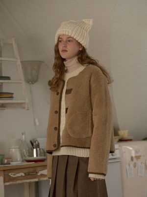 COZY FAKE FUR JACKET_BROWN