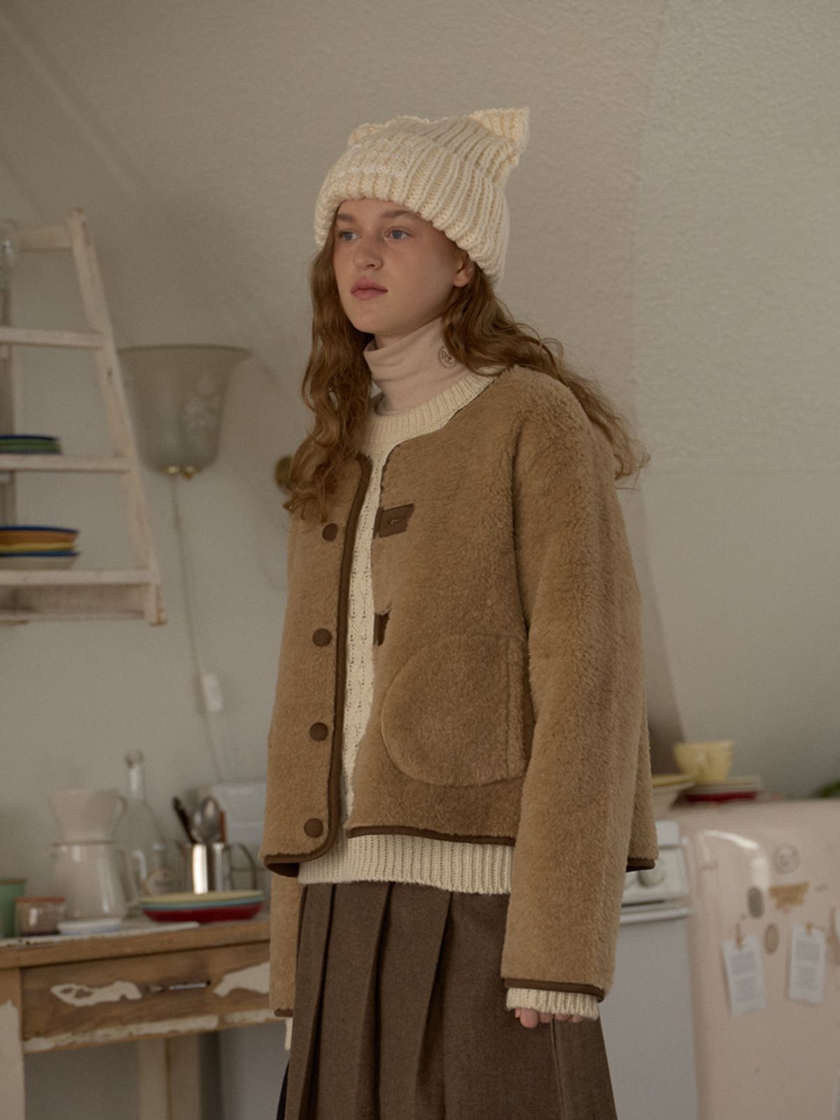 아노에틱(ANOETIC) COZY FAKE FUR JACKET_BROWN
