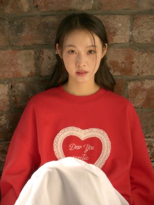 ANOETIC LACE HEART SWEATSHIRTS_RED