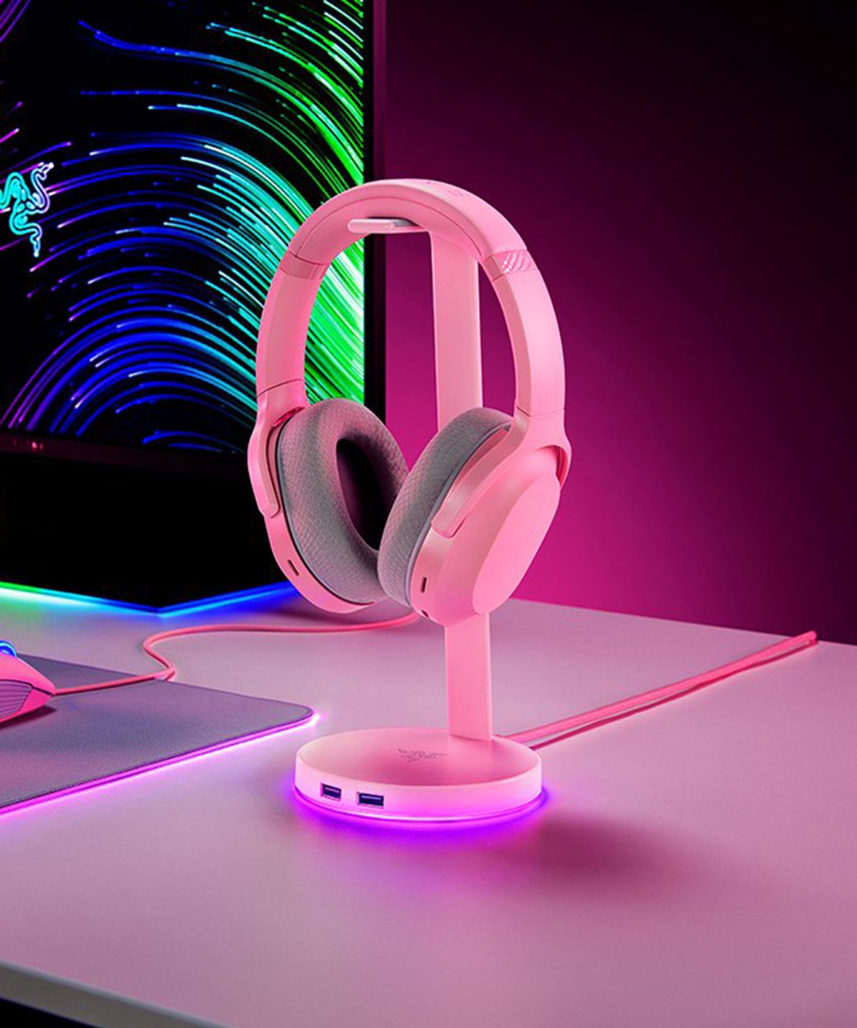 레이저(RAZER) Base Station V2 Chroma Quartz 헤드셋 거치대