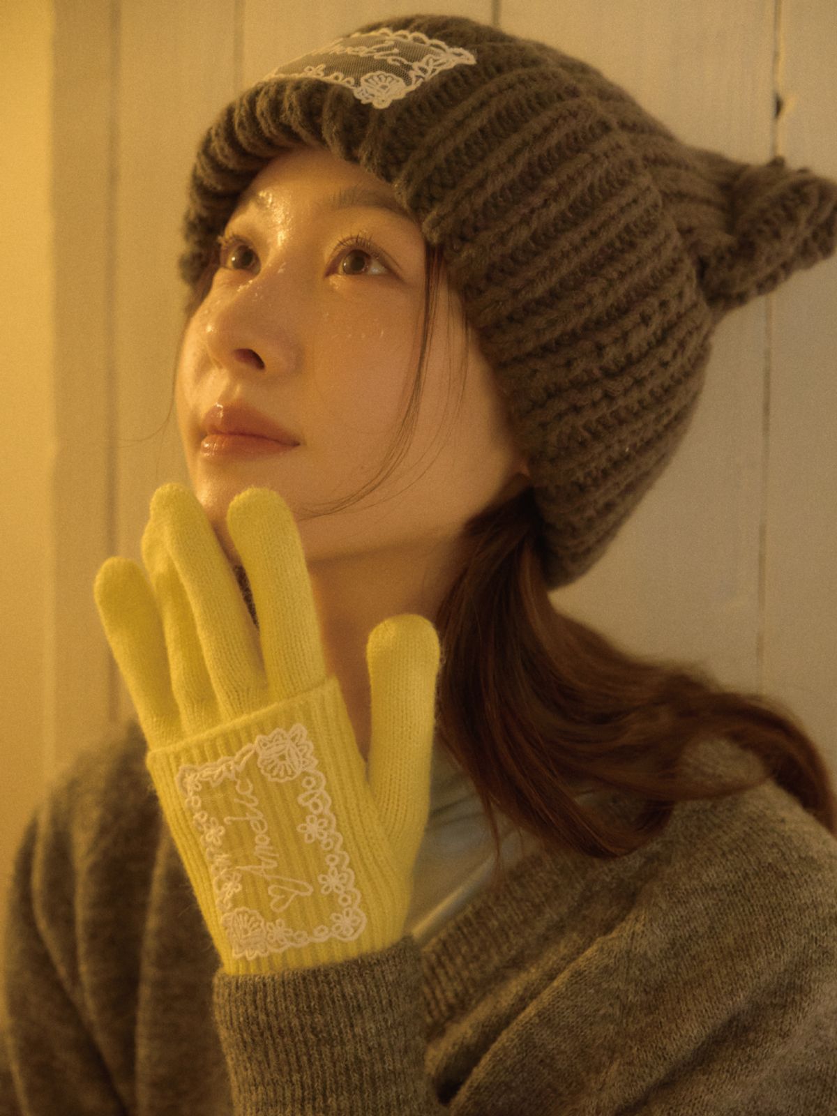 아노에틱(ANOETIC) COZY LACE GLOVE_YELLOW