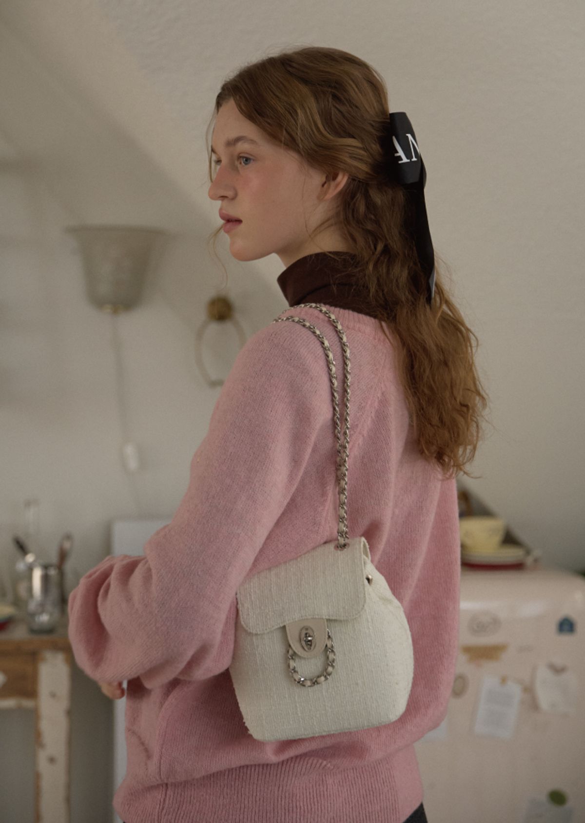 아노에틱(ANOETIC) ANC CLASSIC MINI SHOULDER BAG_TWEED WHITE