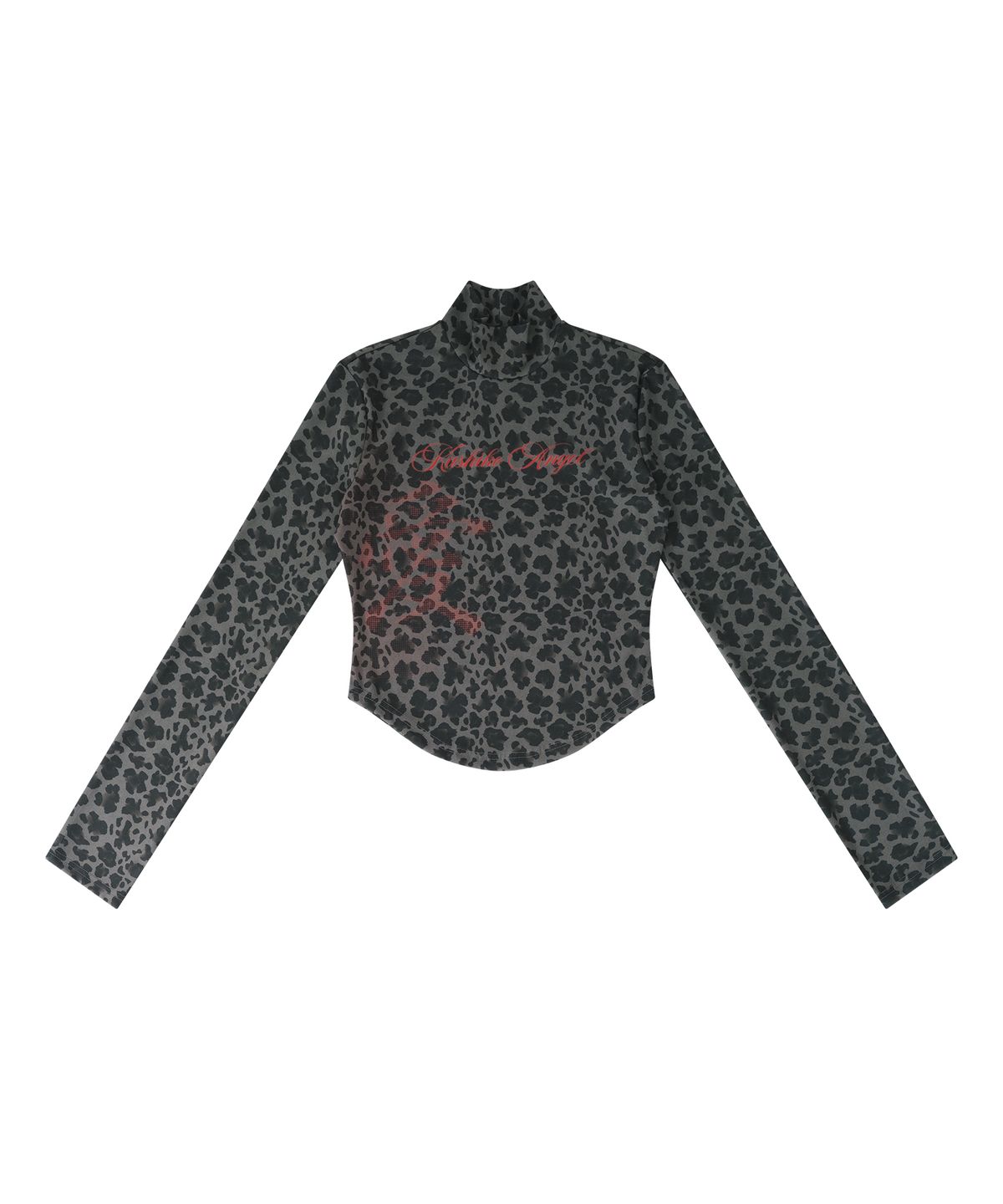 카시코(KASHIKO) Leopard Highneck Mesh Top