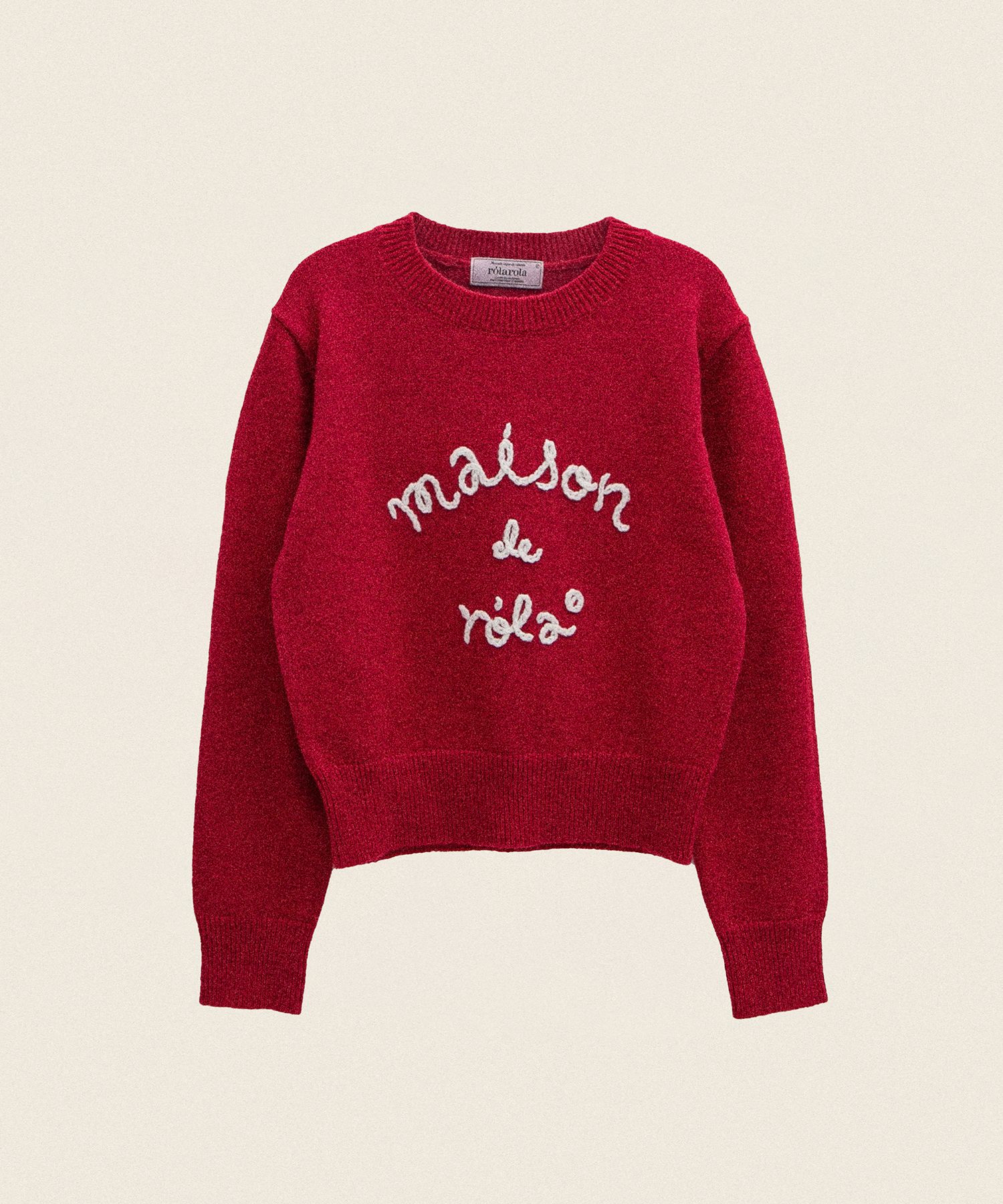MUSINSA | ROLAROLA MAISON DE ROLA EMBROIDERY KNIT RED
