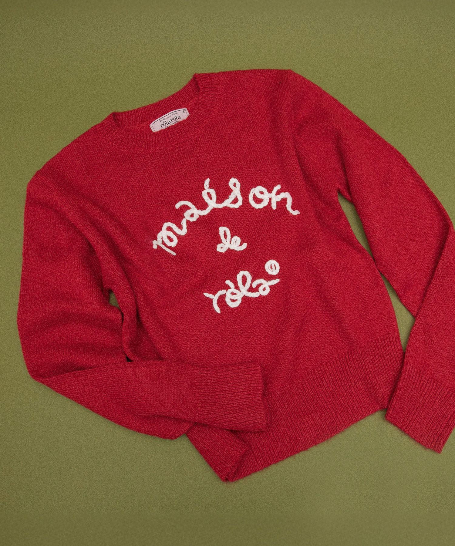 MUSINSA | ROLAROLA MAISON DE ROLA EMBROIDERY KNIT RED