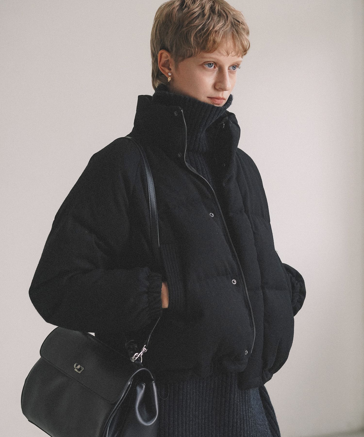◇Siyazu◇ SIOT4010 Wool duck down crop padding_Melange gray MUSINSA | SIYAZU SIOT4010 Wool Duck Down Crop Padding_Black