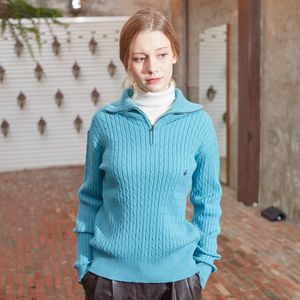 여성 케이블 풀오버반집업 니트 TK400