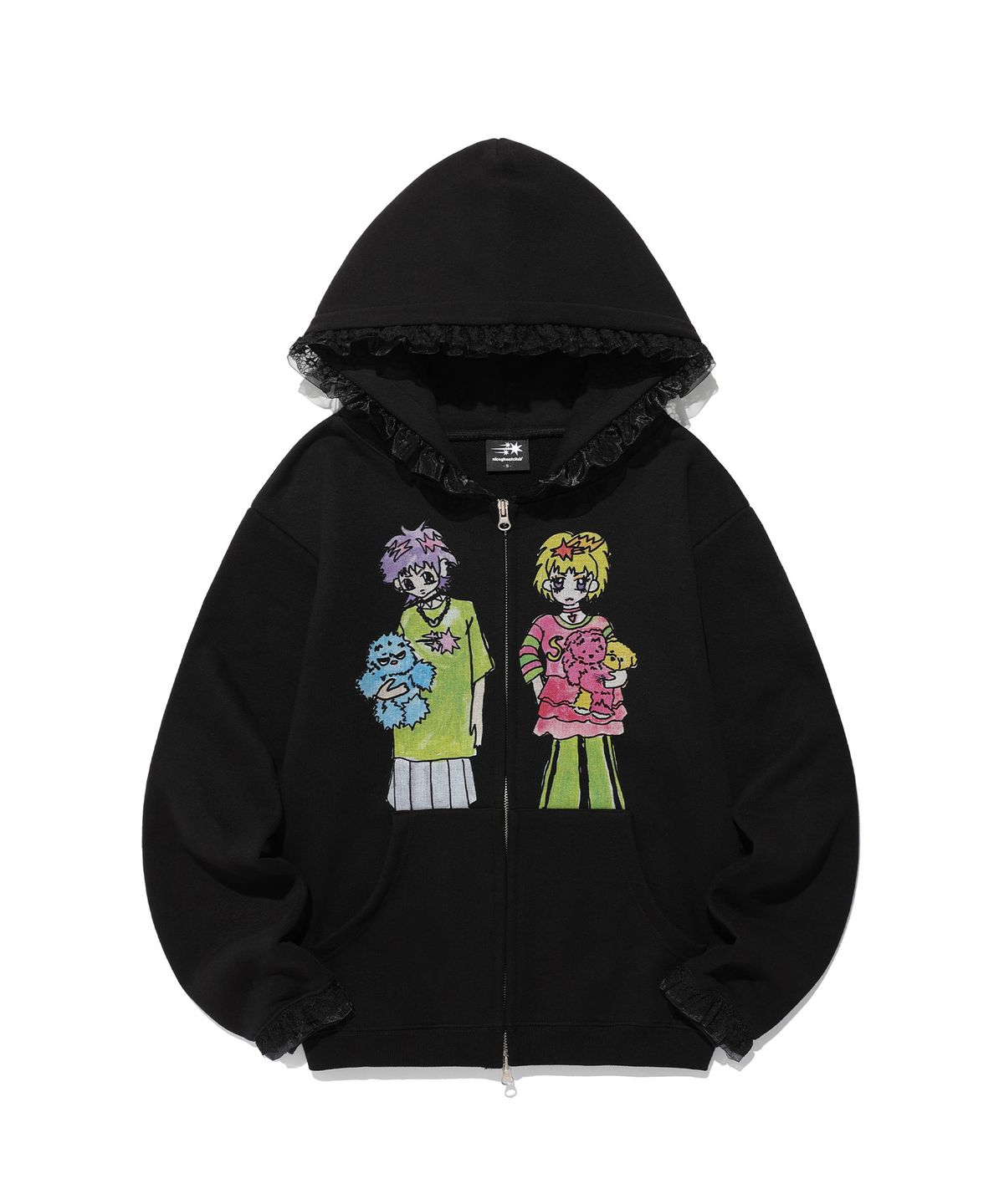 나이스고스트클럽(NICEGHOSTCLUB) [X SOULPUSSSY CAT]GHOSTSOULGIRL HOODIE ZIPUP_BLACK(NG2EFUM489D)