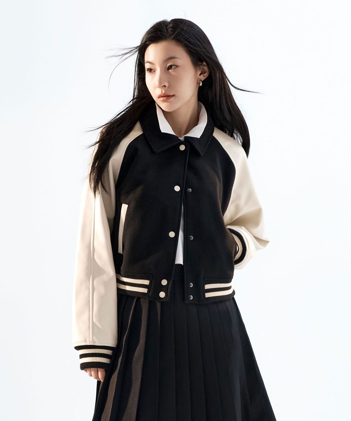 스파오(SPAO) 여성 베이직 바시티 재킷_SPJAF12G02