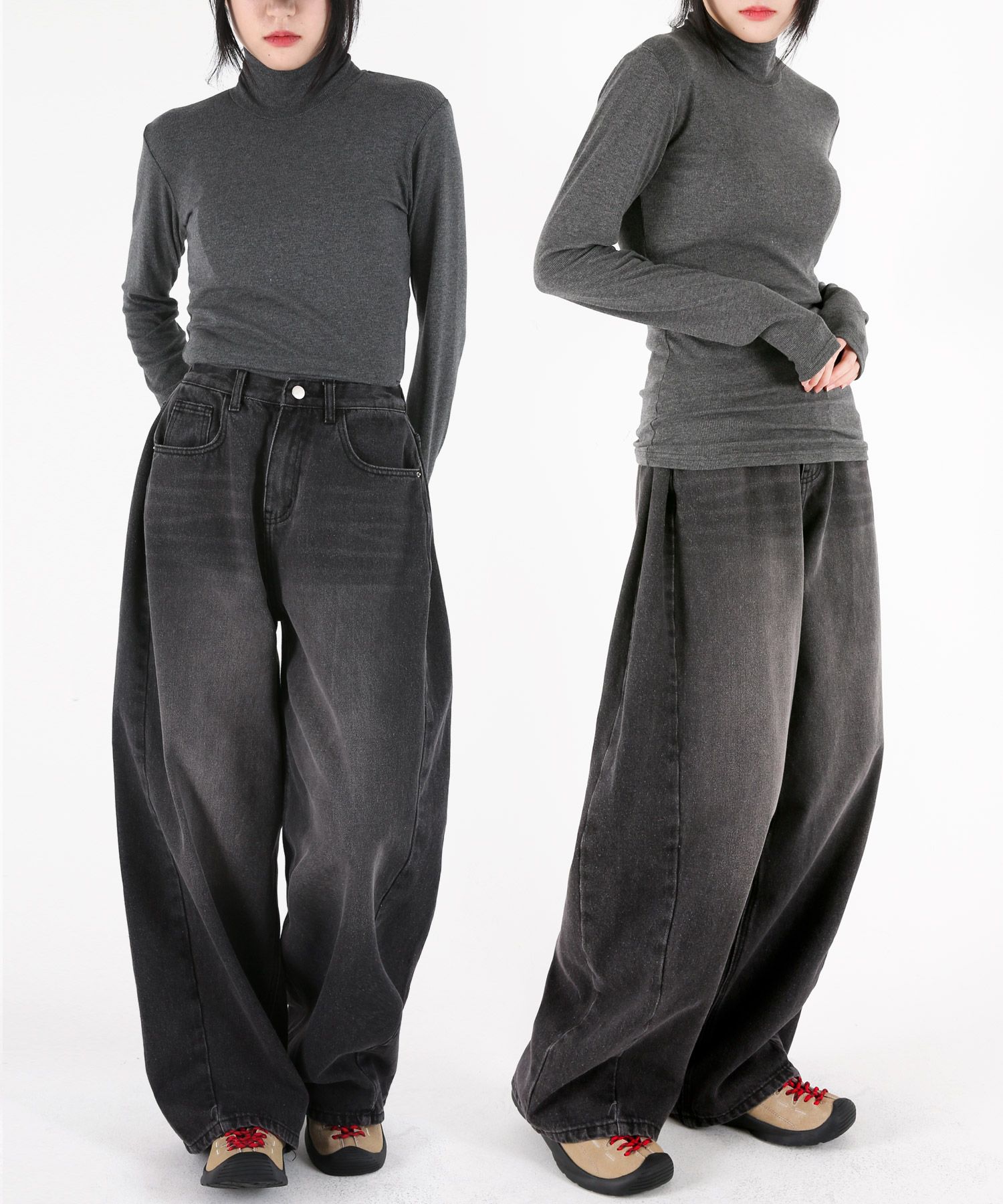 MUSINSA | UMM Women's Balloon Wide Side Tuck Denim Pants 2 COLORS