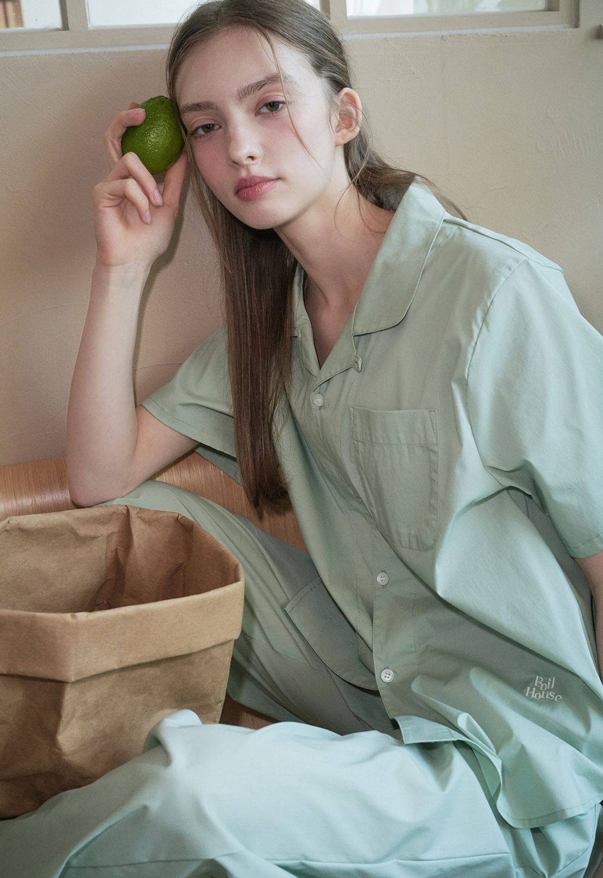 보일하우스(BOIL HOUSE) Solid Classic Pajama Set (green)