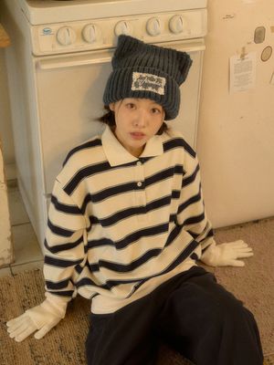 ANC STRIPE COLLAR SWEATSHIRT_IVORY